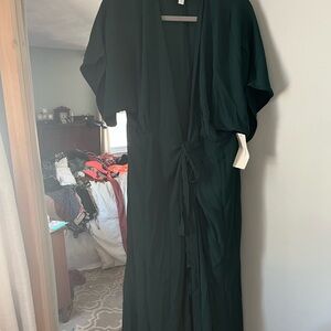 Elegant Dark Green Kimono Dress